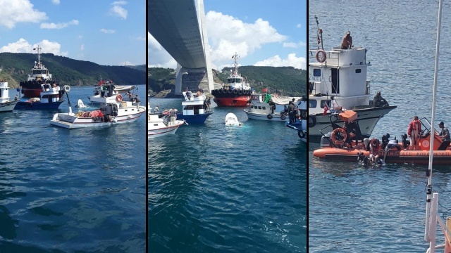 İstanbul'da Yavuz Sultan Selim Köprüsü altında bir yük gemisi balıkçı teknesine çarptı